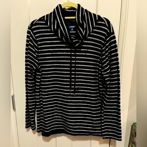 Chaps - black and white striped Cowl neck pullover - size L